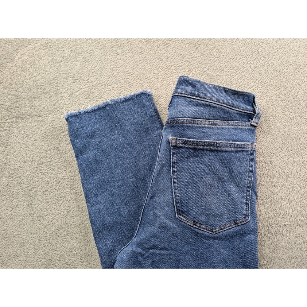 J.Crew Stovepipe Jeans Womens 26T Tall Medium Wash Raw Hem High Rise Straight